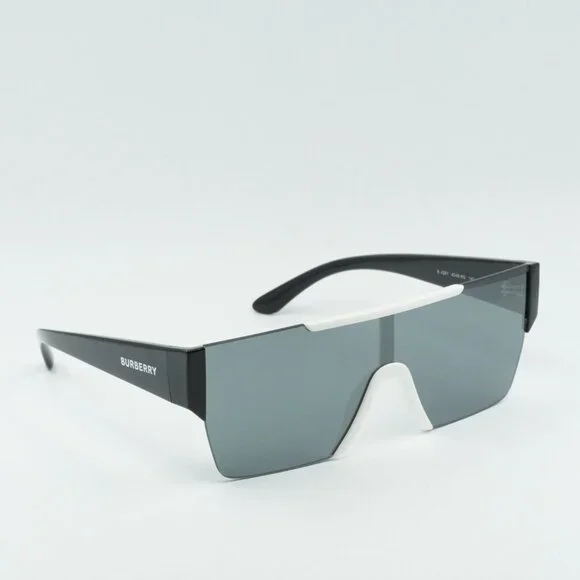 Burberry BE4291 40496G Sunglasses White/Black Shield Frame  display picture 3